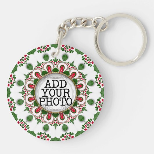 kerstlampjes Aangepaste foto's Sleutelhanger (Achterkant)