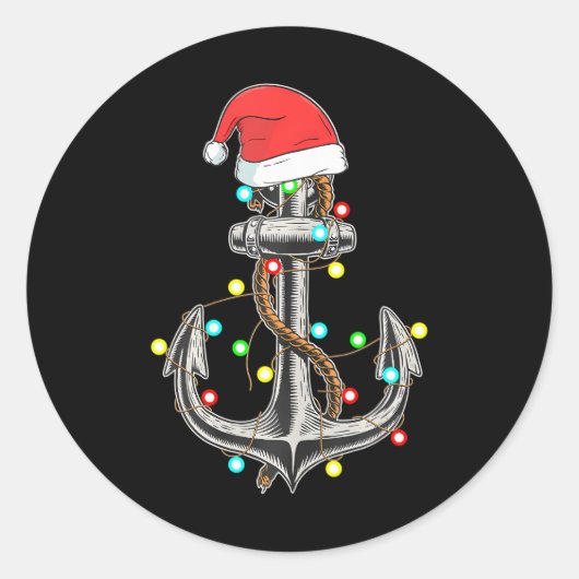 kerstlampjes Anchor Boating Sailing Funny Ronde Sticker (Voorkant)