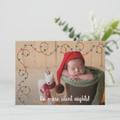 kerstlampjes Baby Foto geboorteaankondigingen Feestdagenkaart (Staand voorkant)