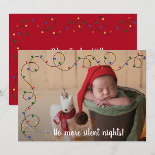 kerstlampjes Baby Foto geboorteaankondigingen Feestdagenkaart