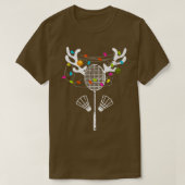 Kerstlampjes Badminton Racket Funny Xmas T-shirt (Design voorkant)