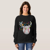 Kerstlampjes Baseball Funny Xmas Trui (Voorkant volledig)
