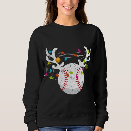 Kerstlampjes Baseball Funny Xmas Trui (Voorkant)