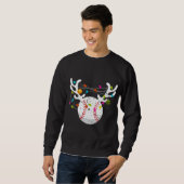 Kerstlampjes Baseball Funny Xmas Trui (Voorkant volledig)