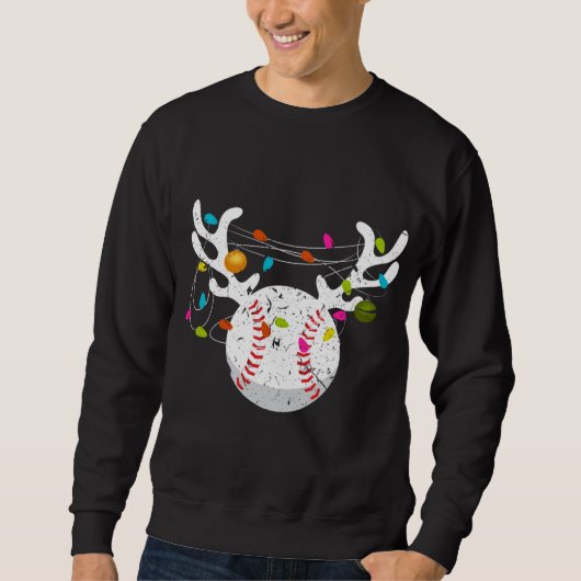 Kerstlampjes Baseball Funny Xmas Trui (Voorkant)