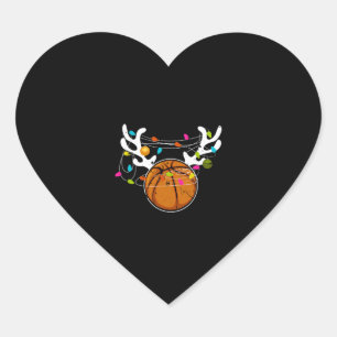 Kerstlampjes Basketball Ball Funny Xmas Hart Sticker