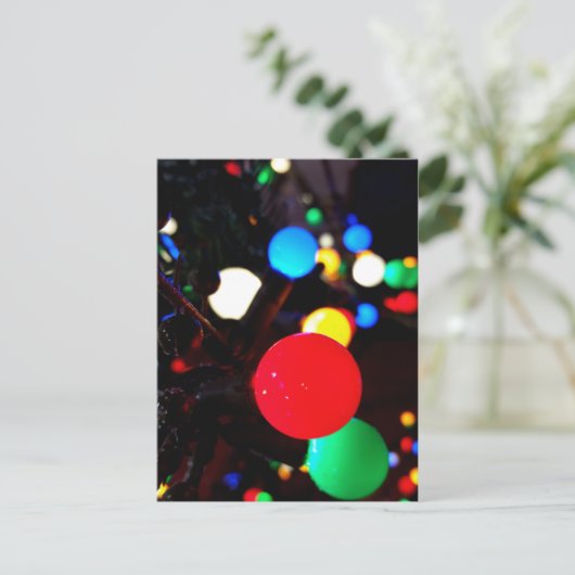 kerstlampjes briefkaart (Staand voorkant)