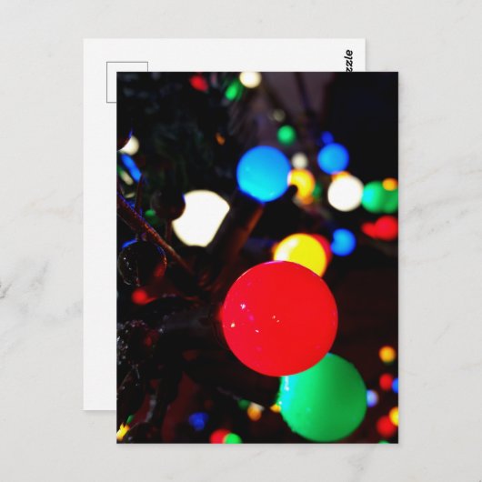 kerstlampjes briefkaart (Voorkant / Achterkant)