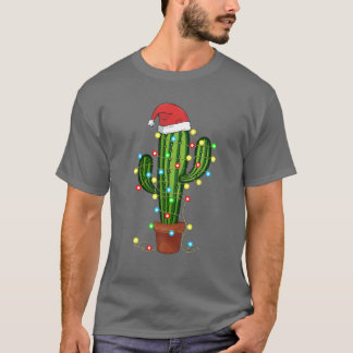 kerstlampjes Cactus Lover Funny Xmas cadeau T-shirt