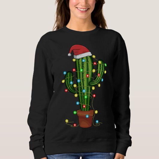kerstlampjes Cactus Lover Funny Xmas cadeau Trui (Voorkant)