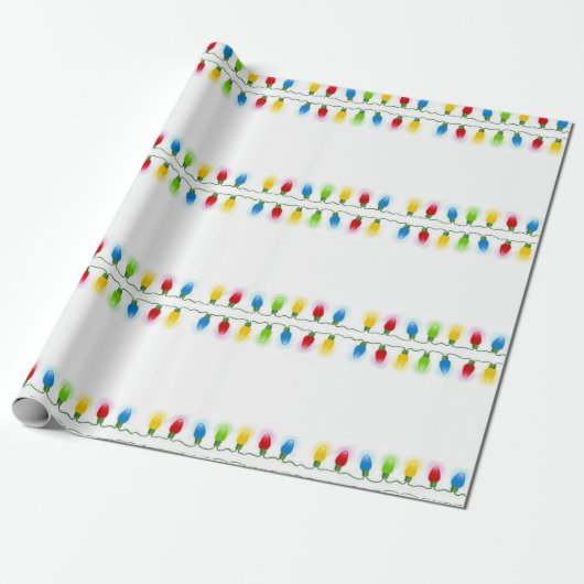 kerstlampjes cadeaupapier (Uitgerold)
