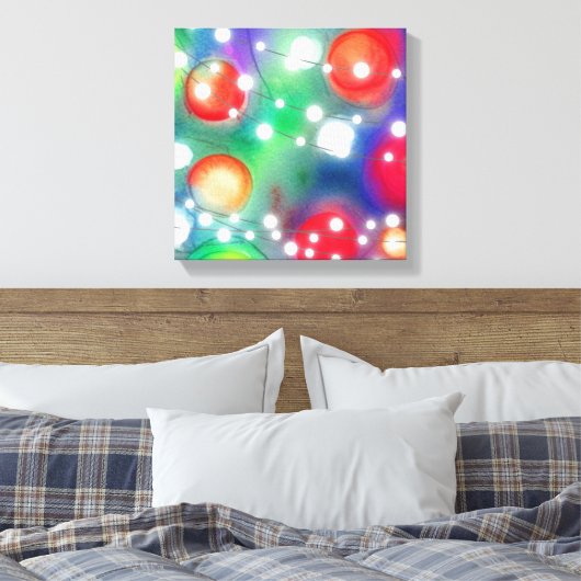 kerstlampjes canvas afdruk (Insitu (Slaapkamer))