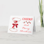 kerstlampjes Cheer Martini Glass Red Bow Kaart (Voorkant)
