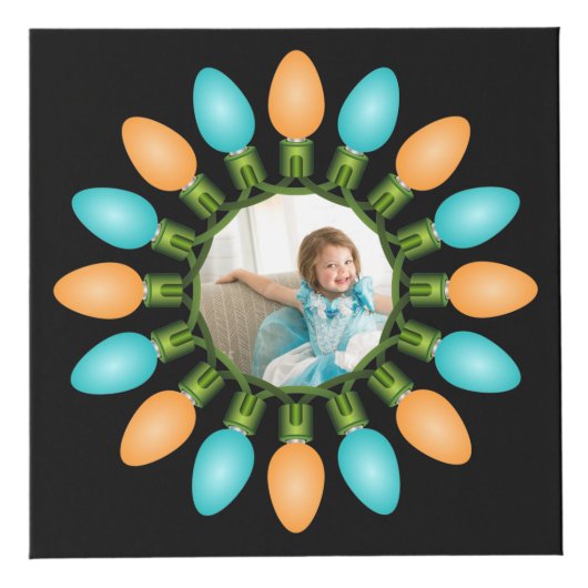 Kerstlampjes Cirkel Oranje en Blauwe Foto-kubus Kubus (Rechts)