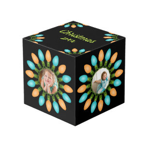 Kerstlampjes Cirkel Oranje en Blauwe Foto-kubus Kubus