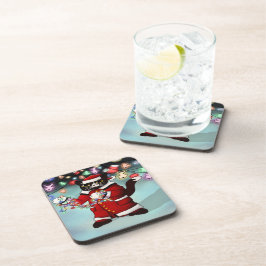 kerstlampjes Cute Tuxedo Cat Bier Onderzetter