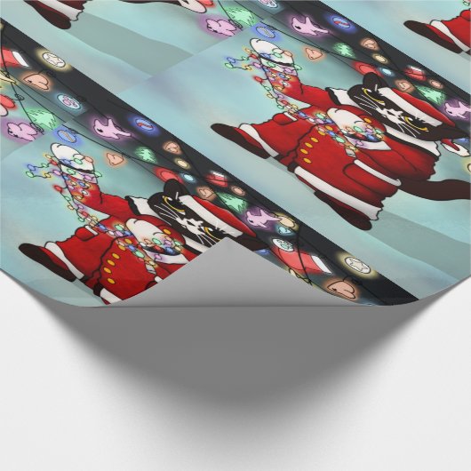 kerstlampjes Cute Tuxedo Cat Cadeaupapier (Hoek)