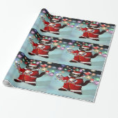 kerstlampjes Cute Tuxedo Cat Cadeaupapier (Uitgerold)