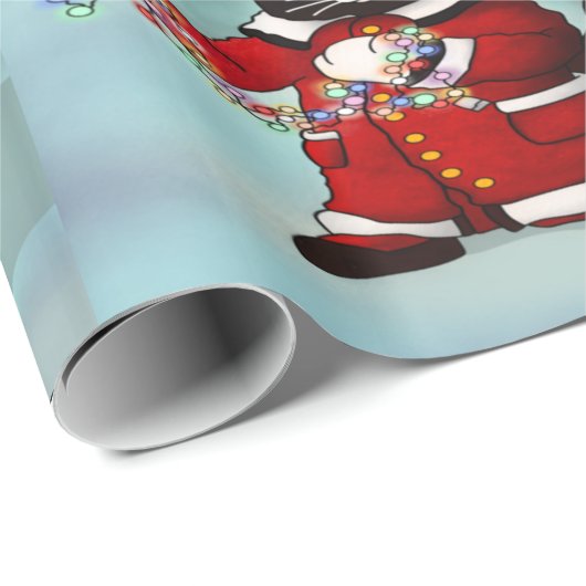 kerstlampjes Cute Tuxedo Cat Cadeaupapier (Rol Hoek)