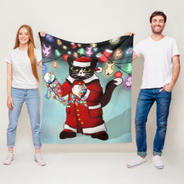kerstlampjes Cute Tuxedo Cat Fleece Deken
