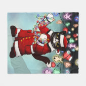 kerstlampjes Cute Tuxedo Cat Fleece Deken (Voorkant (Horizontaal))