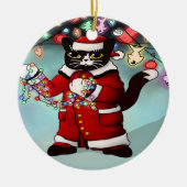 kerstlampjes Cute Tuxedo Cat Keramisch Ornament (Voorkant)