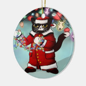 kerstlampjes Cute Tuxedo Cat Keramisch Ornament (Links)