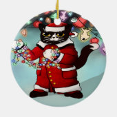 kerstlampjes Cute Tuxedo Cat Keramisch Ornament (Achterkant)