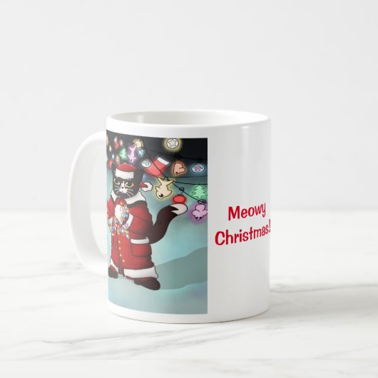 kerstlampjes Cute Tuxedo Cat Koffiemok (Voorkant links)