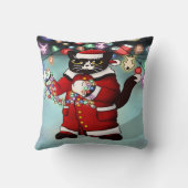 kerstlampjes Cute Tuxedo Cat Kussen (Achterkant)