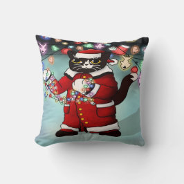 kerstlampjes Cute Tuxedo Cat Kussen