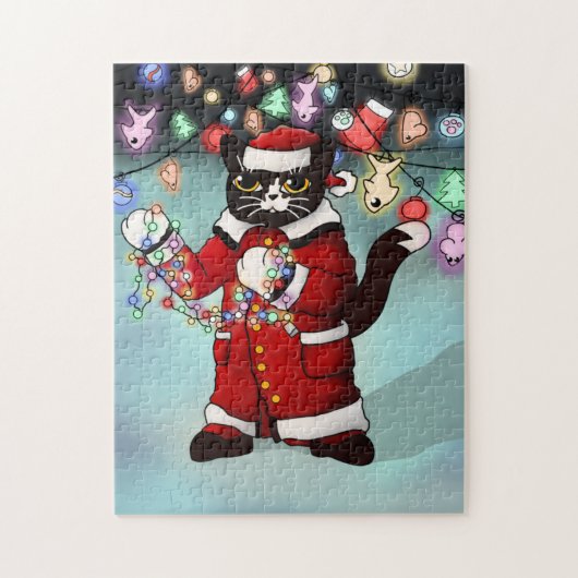 kerstlampjes Cute Tuxedo Cat Legpuzzel (Verticaal)