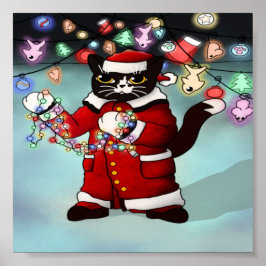 kerstlampjes Cute Tuxedo Cat Poster