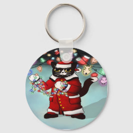 kerstlampjes Cute Tuxedo Cat Sleutelhanger