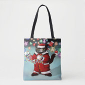 kerstlampjes Cute Tuxedo Cat Tote Bag (Voorkant)