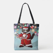 kerstlampjes Cute Tuxedo Cat Tote Bag (Achterkant)