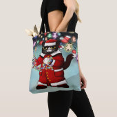 kerstlampjes Cute Tuxedo Cat Tote Bag (Dichtbij)