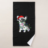 kerstlampjes decoratie grappige franse bulldog badhanddoek (Badhanddoek)