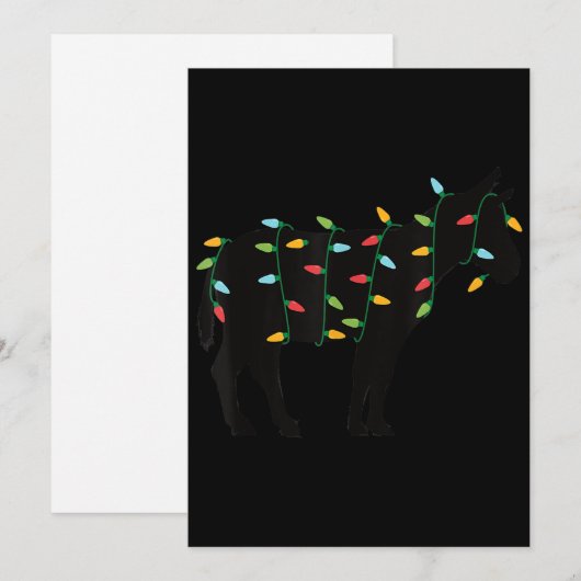 kerstlampjes Donkey Zoo Dierenvriend Xmas cadeau Feestdagenkaart (Voorkant / Achterkant)