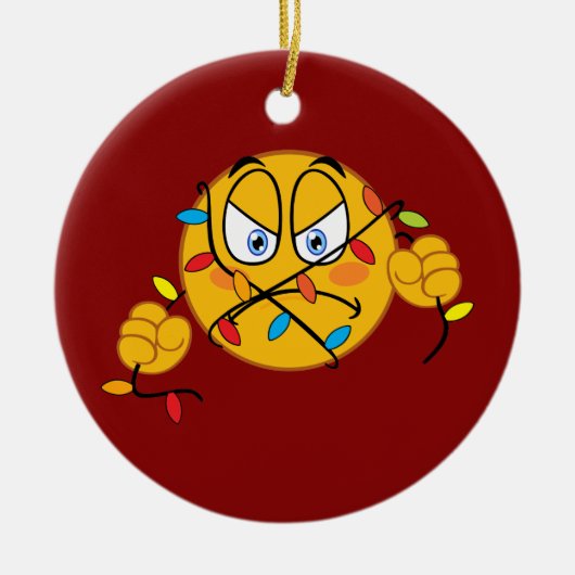 kerstlampjes Emoji Ornament (Voorkant)