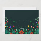 Kerstlampjes en poinsettias Holiday Moving Feestdagenkaart (Achterkant)