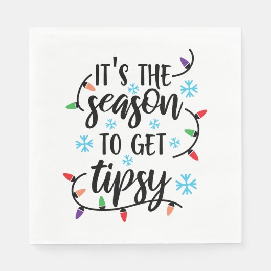kerstlampjes, feestdag Typografie - Tipsey Servet (Voorkant)