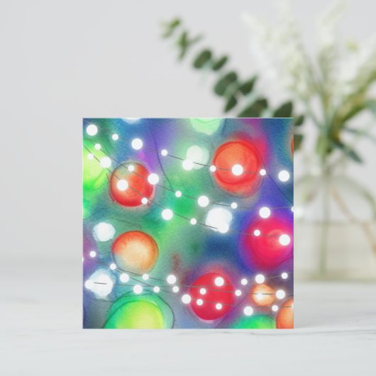 kerstlampjes feestdagenkaart (Staand voorkant)