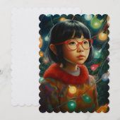 kerstlampjes feestdagenkaart (Voorkant / Achterkant)