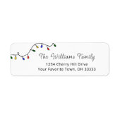 kerstlampjes Festive Modern Return Address Etiket (Voorkant)