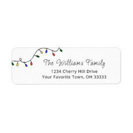 kerstlampjes Festive Modern Return Address Etiket