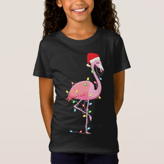 kerstlampjes Flamingo Lover Funny Xmas cadeau T-shirt (Voorkant)