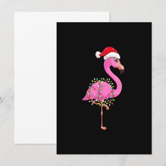 Kerstlampjes Flamingo Wearing Xmas Pet - Flami Kaart (Voorkant / Achterkant)