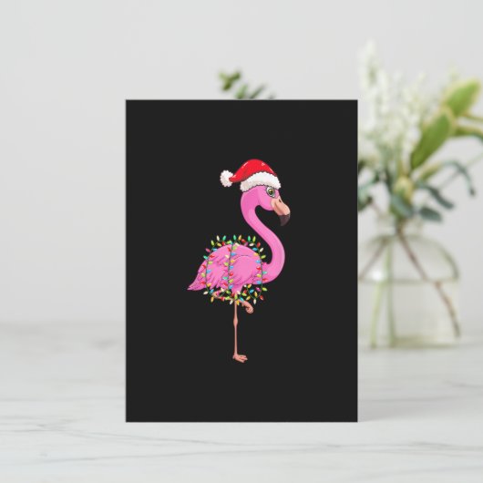 Kerstlampjes Flamingo Wearing Xmas Pet - Flami Kaart (Staand voorkant)