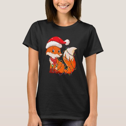 kerstlampjes Fox met Pet-juffrouw Fox T-shirt (Voorkant)